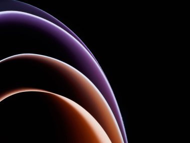 Kavisli kağıt parçalarıyla yapılan soyut bir resim.