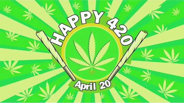 420 일러스트 일에는 420 행복하게 했습니다 마리화나 아이콘 문자로 바나나 — 스톡 벡터