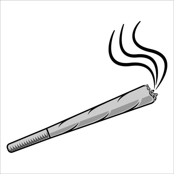 Vector Illustration Marijuana Rolled Joint Cigarette Isolated White Background — Stock Vector