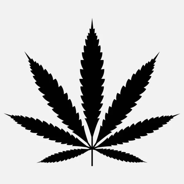 Vektorové Znázornění Černé Ikony Listu Marihuany Značky Nebo Symbolu Izolovaného — Stockový vektor