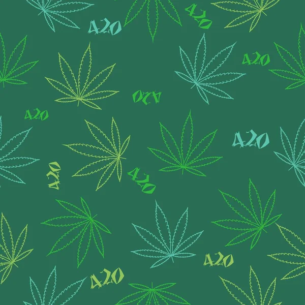 420 Cannabis Marihuana Naadloos Herhalend Patroon Met Cannabisblad Icoon 420 — Stockvector