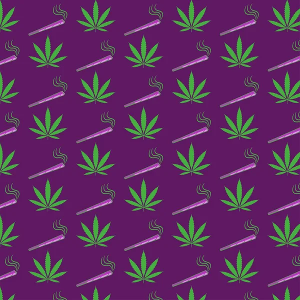 Disegno Vettoriale Ripetuto Senza Soluzione Continuità Con Icona Della Cannabis — Vettoriale Stock