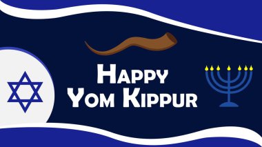 Yom Kippur vektör pankartı tasarımı. Mutlu Yom Kippur modern minimal grafik poster illüstrasyonu.