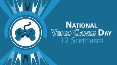 Ulusal Video Oyunları Günü vektör pankartı tasarımı. Mutlu Ulusal Video Oyunları Günü Modern minimal grafik poster illüstrasyonları.