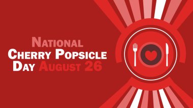 Ulusal Kirazlı Dondurma Günü vektör pankartı tasarımı. Mutlu Ulusal Kirazlı Dondurma Günü Modern minimal grafik poster çizimi.