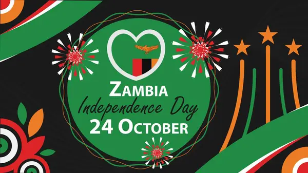 Stock vector Zambia Independence Day vector banner design. Happy Zambia Independence Day modern minimal graphic poster illustration.