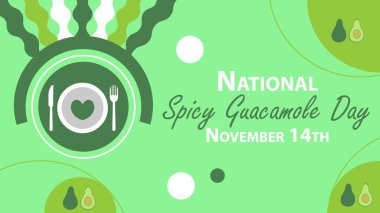 Ulusal Baharatlı Guacamole Günü vektör pankartı tasarımı. Mutlu Ulusal Baharatlı Guacamole Günü Modern minimal grafik poster çizimi.
