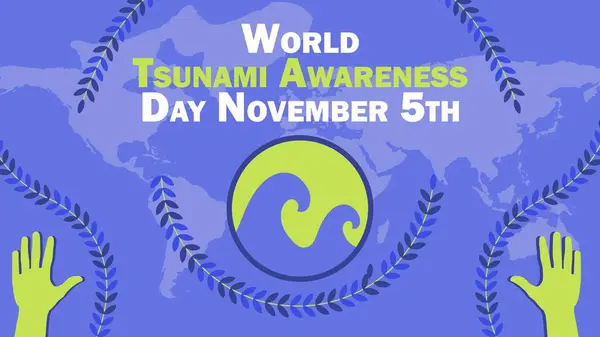 stock vector World Tsunami Awareness Day  vector banner design with geometric shapes and vibrant colors on a horizontal background. Happy World Tsunami Awareness Day modern minimal poster.