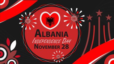 Arnavutluk Bağımsızlık Günü vektör pankartı tasarımı. Arnavutluk 'un Bağımsızlık Günü kutlu olsun. Modern minimal grafik poster illüstrasyonu.