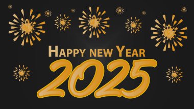Mutlu yıllar 2024 Altın Temalı Vektör Tasarım İllüstrasyonu.
