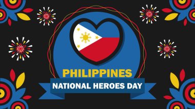 Filipinler Ulusal Kahramanlar Günü vektör pankartı tasarımında geometrik şekiller ve yatay arkaplan üzerinde canlı renkler.