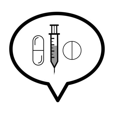 Konuşma balonu, para çantası ve dolar işareti simgesi gri ölçekte beyaz arkaplanda izole edilmiş..