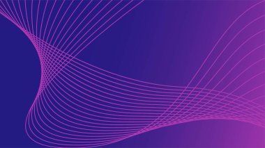 Gradyan arkaplanda soyut parlayan dalga çizgileri. Dinamik, modern dalgalı desen tasarımı. Modern gelecekçi teknoloji kavramı dalgalı ince çizgiler çiziyor..