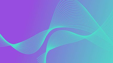 Gradyan arkaplanda soyut parlayan dalga çizgileri. Dinamik, modern dalgalı desen tasarımı. Modern gelecekçi teknoloji kavramı dalgalı ince çizgiler çiziyor..