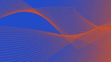Gradyan arkaplanda soyut parlayan dalga çizgileri. Dinamik, modern dalgalı desen tasarımı. Modern gelecekçi teknoloji kavramı dalgalı ince çizgiler çiziyor..