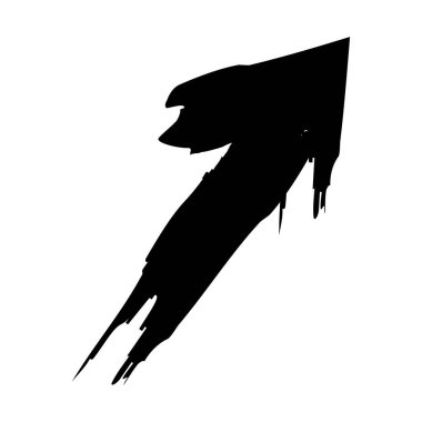 Beyaz arkaplanda siyah grungy fırça darbesi oku izole