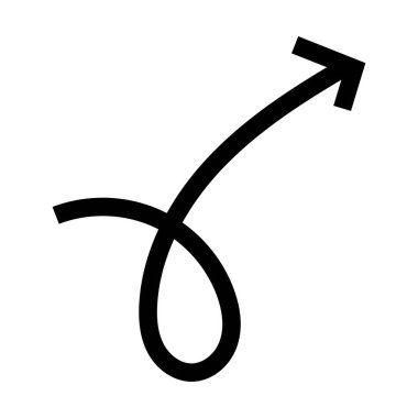 El çizimi siyah ok ince çizgi darbesi ile beyaz arkaplanda izole