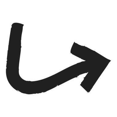 Beyaz kare arkaplanda izole edilmiş sanatsal modern siyah ok vektör tasarımı