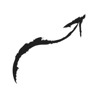 Beyaz kare arkaplanda izole edilmiş sanatsal modern siyah ok vektör tasarımı