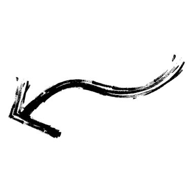 Beyaz kare arkaplanda izole edilmiş sanatsal modern siyah ok vektör tasarımı