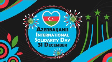 International Solidarity Day of Azerbaijanis vector banner design with geometric shapes and vibrant colors on a horizontal background. Happy International Solidarity Day of Azerbaijanis modern poster clipart