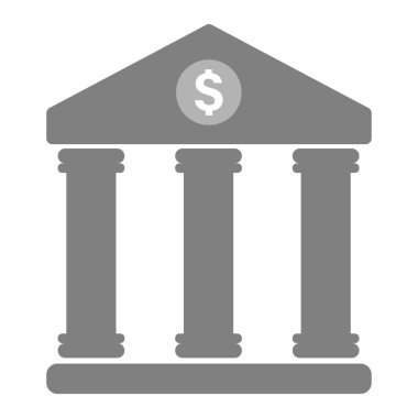 Finansal bankacılık tesisi ikon vektör sancak tasarım illüstrasyonu beyaz kare arka planda izole.