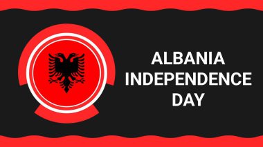 Arnavutluk 'un Bağımsızlık Günü bayrak ve tipografi ile basit geometrik bayrak tasarımı 