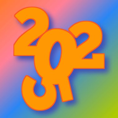 2025 yılı modaya uygun pop modern metin efekti rengarenk bir arka planda. Canlı renklerde yaratıcı eğlenceli tipografi tasarımı. 