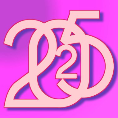 2025 yılı modaya uygun pop modern metin efekti rengarenk bir arka planda. Canlı renklerde yaratıcı eğlenceli tipografi tasarımı. 