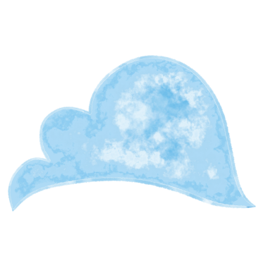 Açık mavi, yumuşak suluboya desenli ve yuvarlak kenarlı biçimlendirilmiş bulut..