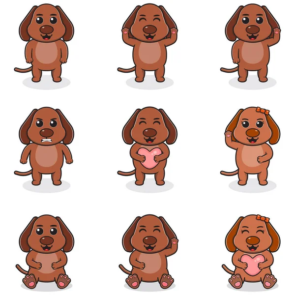 Vektor Illustration Set Von Dog Cartoon Bündel Von Niedlichen Dog — Stockvektor