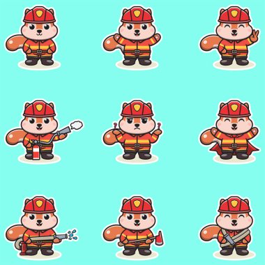 İtfaiyeci kostümlü Sloth çizgi filminin Vektör İllüstrasyonu. Bir dizi şirin tembel karakter. Bu Vektör İllüstrasyonu.