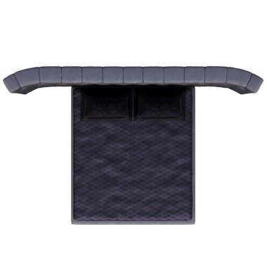 Beyaz arka planda izole yatak, iç mobilya, üç boyutlu illüstrasyon