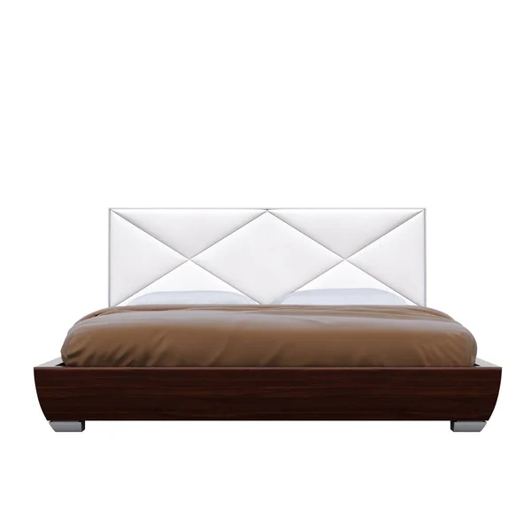 Ліжко Ізольовано Білому Тлі Інтер Єрні Меблі Ілюстрація — стокове фото
