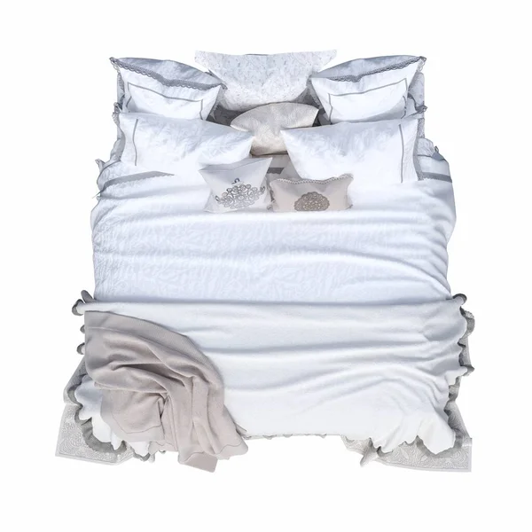 Bett Isoliert Auf Weißem Hintergrund Inneneinrichtung Illustration — Stockfoto
