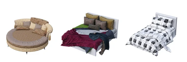 白を基調としたベッドインテリア家具3Dイラスト — ストック写真