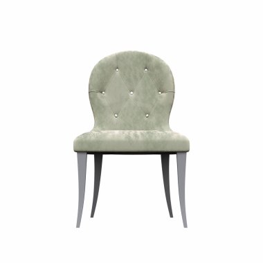 Beyaz arka planda izole edilmiş koltuğun ön görüntüsü. 3d illüstrasyon