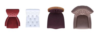 Beyaz arkaplanda izole sandalyeler, üst görünüm