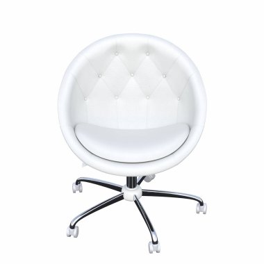 Beyaz arka planda izole edilmiş koltuğun ön görüntüsü. 3d illüstrasyon