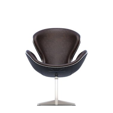 Beyaz arka planda izole edilmiş koltuğun ön görüntüsü. 3d illüstrasyon