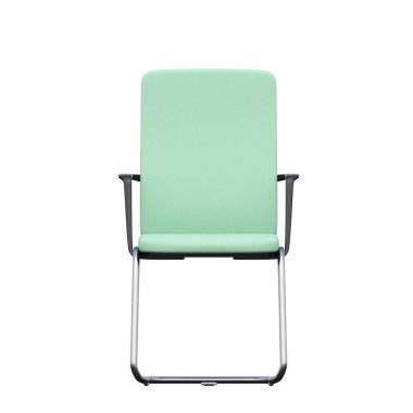 Beyaz arka planda izole edilmiş koltuğun ön görüntüsü. 3d illüstrasyon