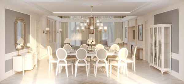 Representación Interior Cocina Moderna Colores Blancos — Foto de Stock