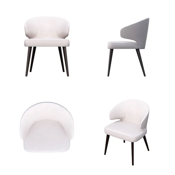 Set Chairs Isolated White Background Isometric Projections — Stock Photo, Image