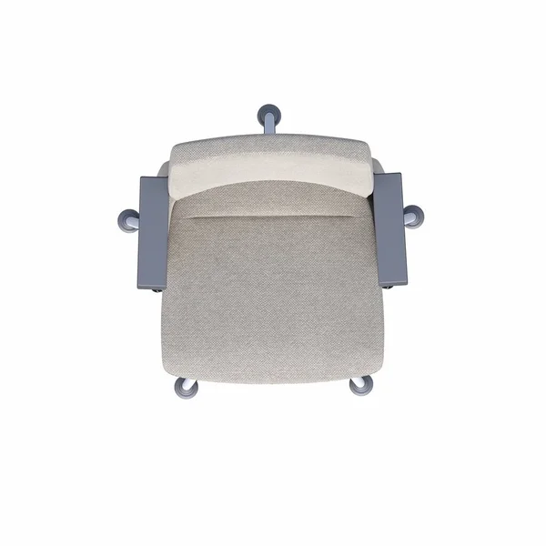 白い背景に隔離された肘掛け椅子の上からの眺め 3Dイラスト — ストック写真