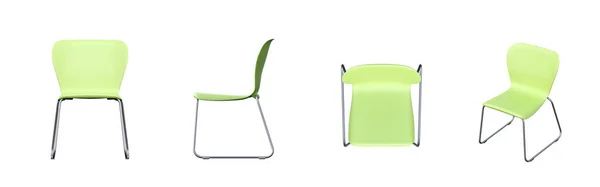 Beyaz Arkaplanda Izole Sandalyeler Dizisi Boyutlu Izometrik Projeksiyonlar — Stok fotoğraf