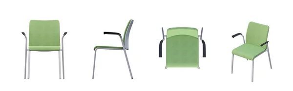 Beyaz Arkaplanda Izole Sandalyeler Dizisi Boyutlu Izometrik Projeksiyonlar — Stok fotoğraf