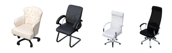 Sada Židlí Izolovaných Bílém Pozadí Projekce — Stock fotografie