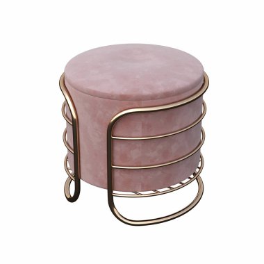 yumuşak pouf beyaz arka planda izole, iç mobilya, 3D illüstrasyon, cg canlandırma