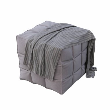 yumuşak pouf beyaz arka planda izole, iç mobilya, 3D illüstrasyon, cg canlandırma
