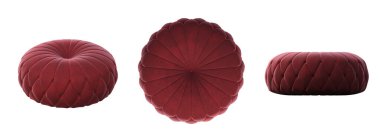 yumuşak poufs beyaz arka planda izole, iç mobilya, 3D illüstrasyon, cg canlandırma